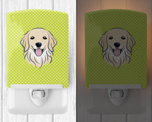Load image into Gallery viewer, Checkerboard Lime Green Golden Retriever Ceramic Night Light BB1267CNL