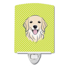 Load image into Gallery viewer, Checkerboard Lime Green Golden Retriever Ceramic Night Light BB1267CNL
