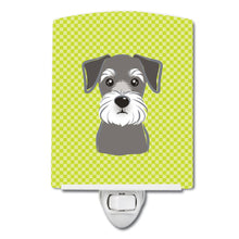 Load image into Gallery viewer, Checkerboard Lime Green Schnauzer Ceramic Night Light BB1268CNL