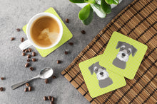 Load image into Gallery viewer, Checkerboard Lime Green Schnauzer Coasters - Set of 4 Lightweight Foam, Absorbent Drink Coasters BB1268FC