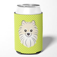 Load image into Gallery viewer, Checkerboard Lime Green Pomeranian Can or Bottle Hugger BB1269CC