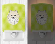 Load image into Gallery viewer, Checkerboard Lime Green Pomeranian Ceramic Night Light BB1269CNL