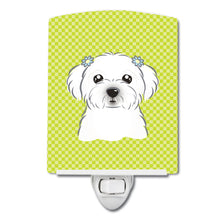 Load image into Gallery viewer, Checkerboard Lime Green Maltese Ceramic Night Light BB1270CNL