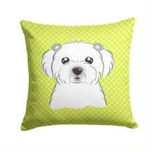Load image into Gallery viewer, Checkerboard Lime Green Maltese Canvas Throw Pillow - 14x14 Decorative Pillow – Art for Your Home &amp; Patio BB1270PW1414
