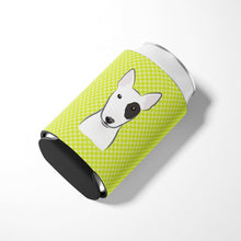 Load image into Gallery viewer, Checkerboard Lime Green Bull Terrier Can or Bottle Hugger BB1271CC
