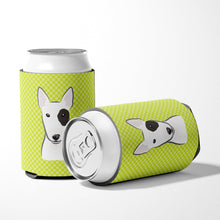 Load image into Gallery viewer, Checkerboard Lime Green Bull Terrier Can or Bottle Hugger BB1271CC