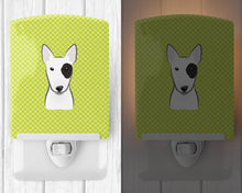 Load image into Gallery viewer, Checkerboard Lime Green Bull Terrier Ceramic Night Light BB1271CNL