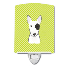 Load image into Gallery viewer, Checkerboard Lime Green Bull Terrier Ceramic Night Light BB1271CNL