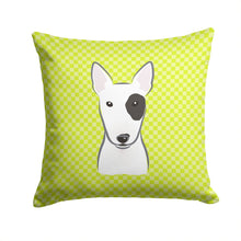 Load image into Gallery viewer, Checkerboard Lime Green Bull Terrier Canvas Throw Pillow - 14x14 Decorative Pillow – Art for Your Home &amp; Patio BB1271PW1414