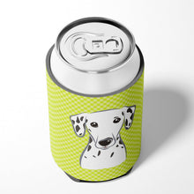 Load image into Gallery viewer, Checkerboard Lime Green Dalmatian Can or Bottle Hugger BB1272CC