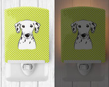 Load image into Gallery viewer, Checkerboard Lime Green Dalmatian Ceramic Night Light BB1272CNL