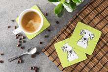 Load image into Gallery viewer, Checkerboard Lime Green Dalmatian Coasters - Set of 4 Lightweight Foam, Absorbent Drink Coasters BB1272FC