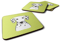 Load image into Gallery viewer, Checkerboard Lime Green Dalmatian Coasters - Set of 4 Lightweight Foam, Absorbent Drink Coasters BB1272FC