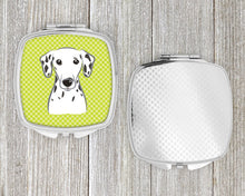 Load image into Gallery viewer, Checkerboard Lime Green Dalmatian Compact Mirror – Stylish Purse Mirror with Artistic Covers BB1272SCM