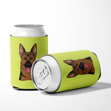 Load image into Gallery viewer, Checkerboard Lime Green German Shepherd Can or Bottle Hugger BB1273CC