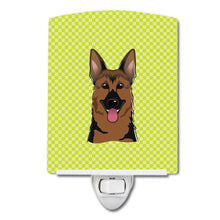 Load image into Gallery viewer, Checkerboard Lime Green German Shepherd Ceramic Night Light BB1273CNL