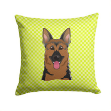 Load image into Gallery viewer, Checkerboard Lime Green German Shepherd Canvas Throw Pillow - 14x14 Decorative Pillow – Art for Your Home &amp; Patio BB1273PW1414