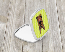 Load image into Gallery viewer, Checkerboard Lime Green German Shepherd Compact Mirror – Stylish Purse Mirror with Artistic Covers BB1273SCM