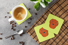 Load image into Gallery viewer, Checkerboard Lime Green Longhair Red Dachshund Coasters - Set of 4 Lightweight Foam, Absorbent Drink Coasters BB1276FC