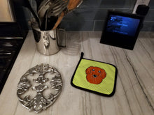 Load image into Gallery viewer, Checkerboard Lime Green Longhair Red Dachshund Pot Holders - Set of 2 - Heat-Resistant Kitchen Essentials BB1276PTHD