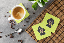 Load image into Gallery viewer, Checkerboard Lime Green Smooth Black and Tan Dachshund Coasters - Set of 4 Lightweight Foam, Absorbent Drink Coasters BB1277FC