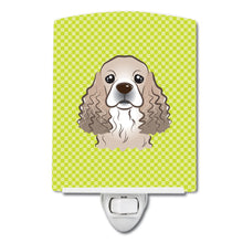 Load image into Gallery viewer, Checkerboard Lime Green Cocker Spaniel Ceramic Night Light BB1278CNL