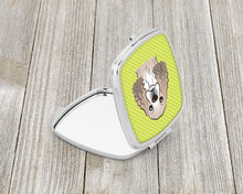 Load image into Gallery viewer, Checkerboard Lime Green Cocker Spaniel Compact Mirror – Stylish Purse Mirror with Artistic Covers BB1278SCM