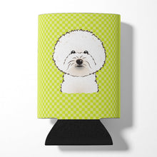 Load image into Gallery viewer, Checkerboard Lime Green Bichon Frise Can or Bottle Hugger BB1279CC