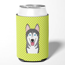 Load image into Gallery viewer, Checkerboard Lime Green Alaskan Malamute Can or Bottle Hugger BB1280CC