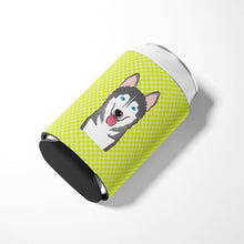 Load image into Gallery viewer, Checkerboard Lime Green Alaskan Malamute Can or Bottle Hugger BB1280CC