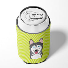 Load image into Gallery viewer, Checkerboard Lime Green Alaskan Malamute Can or Bottle Hugger BB1280CC