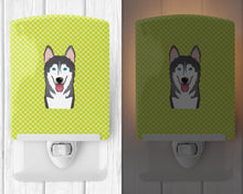 Load image into Gallery viewer, Checkerboard Lime Green Alaskan Malamute Ceramic Night Light BB1280CNL