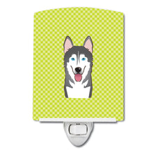 Load image into Gallery viewer, Checkerboard Lime Green Alaskan Malamute Ceramic Night Light BB1280CNL