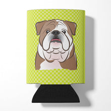 Load image into Gallery viewer, Checkerboard Lime Green English Bulldog  Can or Bottle Hugger BB1281CC