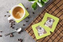 Load image into Gallery viewer, Checkerboard Lime Green English Bulldog  Coasters - Set of 4 Lightweight Foam, Absorbent Drink Coasters BB1281FC