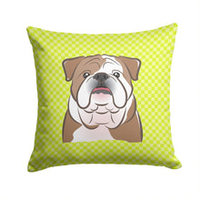 Load image into Gallery viewer, Checkerboard Lime Green English BulldogThrow Pillow - 14x14 Decorative Pillow – Art for Your Home &amp; Patio BB1281PW1414