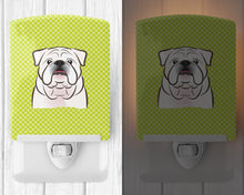 Load image into Gallery viewer, Checkerboard Lime Green White English Bulldog  Ceramic Night Light BB1282CNL