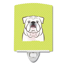 Load image into Gallery viewer, Checkerboard Lime Green White English Bulldog  Ceramic Night Light BB1282CNL
