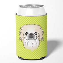 Load image into Gallery viewer, Checkerboard Lime Green Pekingese Can or Bottle Hugger BB1283CC