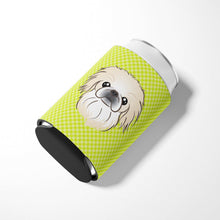 Load image into Gallery viewer, Checkerboard Lime Green Pekingese Can or Bottle Hugger BB1283CC