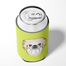 Load image into Gallery viewer, Checkerboard Lime Green Pekingese Can or Bottle Hugger BB1283CC