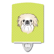 Load image into Gallery viewer, Checkerboard Lime Green Pekingese Ceramic Night Light BB1283CNL
