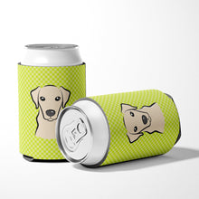 Load image into Gallery viewer, Checkerboard Lime Green Yellow Labrador Can or Bottle Hugger BB1284CC