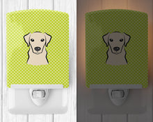 Load image into Gallery viewer, Checkerboard Lime Green Yellow Labrador Ceramic Night Light BB1284CNL