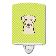 Load image into Gallery viewer, Checkerboard Lime Green Yellow Labrador Ceramic Night Light BB1284CNL