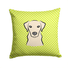 Load image into Gallery viewer, Checkerboard Lime Green Yellow Labrador Canvas Throw Pillow - 14x14 Decorative Pillow – Art for Your Home &amp; Patio BB1284PW1414