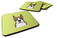 Load image into Gallery viewer, Checkerboard Lime Green Boxer Coasters - Set of 4 Lightweight Foam, Absorbent Drink Coasters BB1285FC
