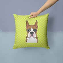 Load image into Gallery viewer, Checkerboard Lime Green Boxer Canvas Throw Pillow - 14x14 Decorative Pillow – Art for Your Home &amp; Patio BB1285PW1414