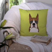 Load image into Gallery viewer, Checkerboard Lime Green Boxer Canvas Throw Pillow - 14x14 Decorative Pillow – Art for Your Home &amp; Patio BB1285PW1414