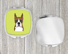 Load image into Gallery viewer, Checkerboard Lime Green Boxer Compact Mirror – Stylish Purse Mirror with Artistic Covers BB1285SCM